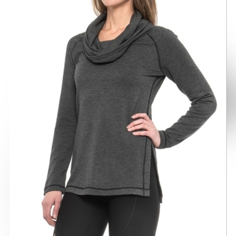 90 Degree By Reflex Women's Charcoal Cowl Neck Long Sleeve Top, Size M